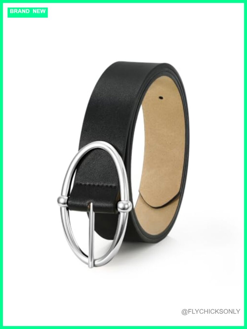 Women's Faux Leather Belt, Chic Oval Pin Buckle, Elegant Waist Belt for Jeans
